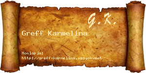 Greff Karmelina névjegykártya